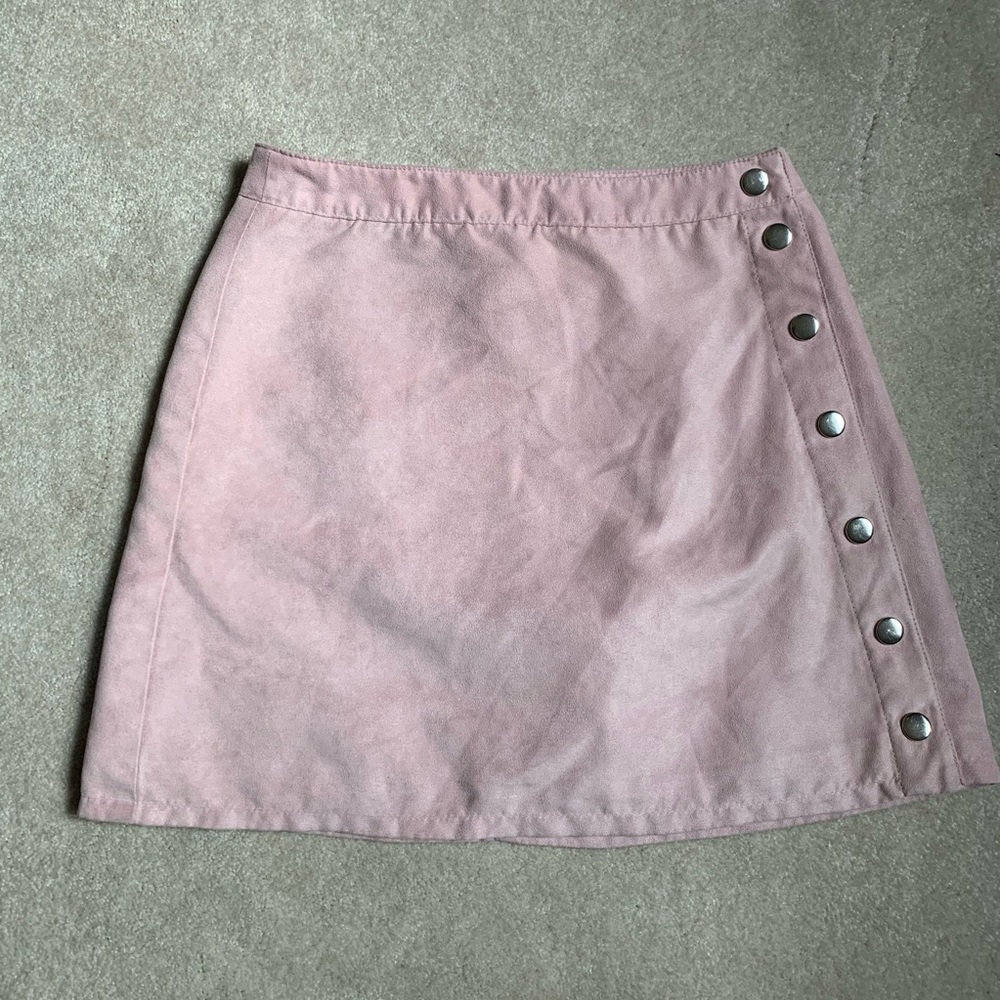 Pink mauve suede skirt A-line mod XS